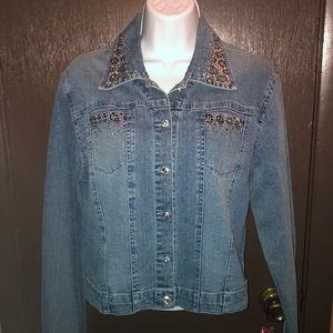 CHRISTINE ALEXANDER EMBELLISHED DENIM JEAN JACKET